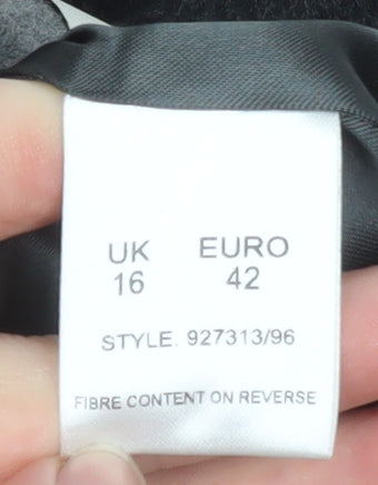 Eastex Women's Black Wool Cashmere Blend Mid-Length Coat Size 16