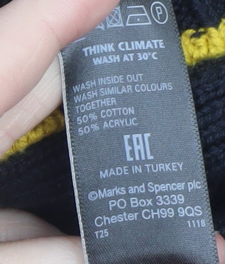 Marks and Spencer Women's Black Crew Neck Knit Bow Jumper Size L