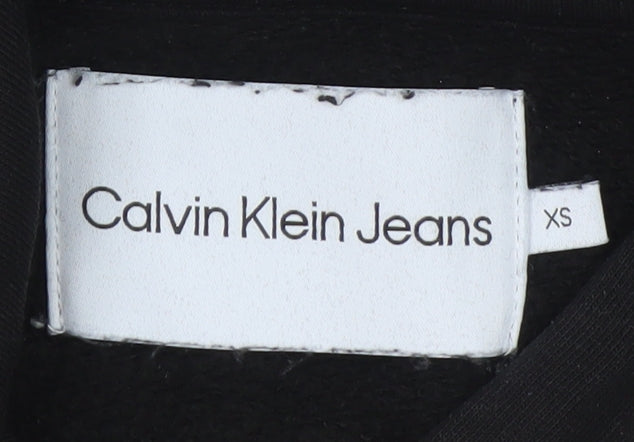 Calvin Klein Jeans Womens Black XS Pullover Hoodie Logo Sleeve
