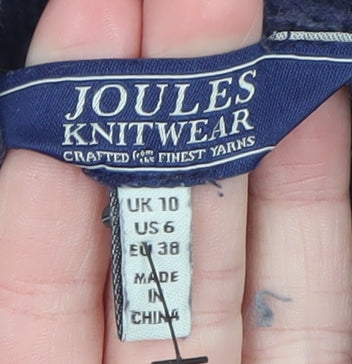 Joules Blue Cotton High Neck Waffle Knit Jumper Size S