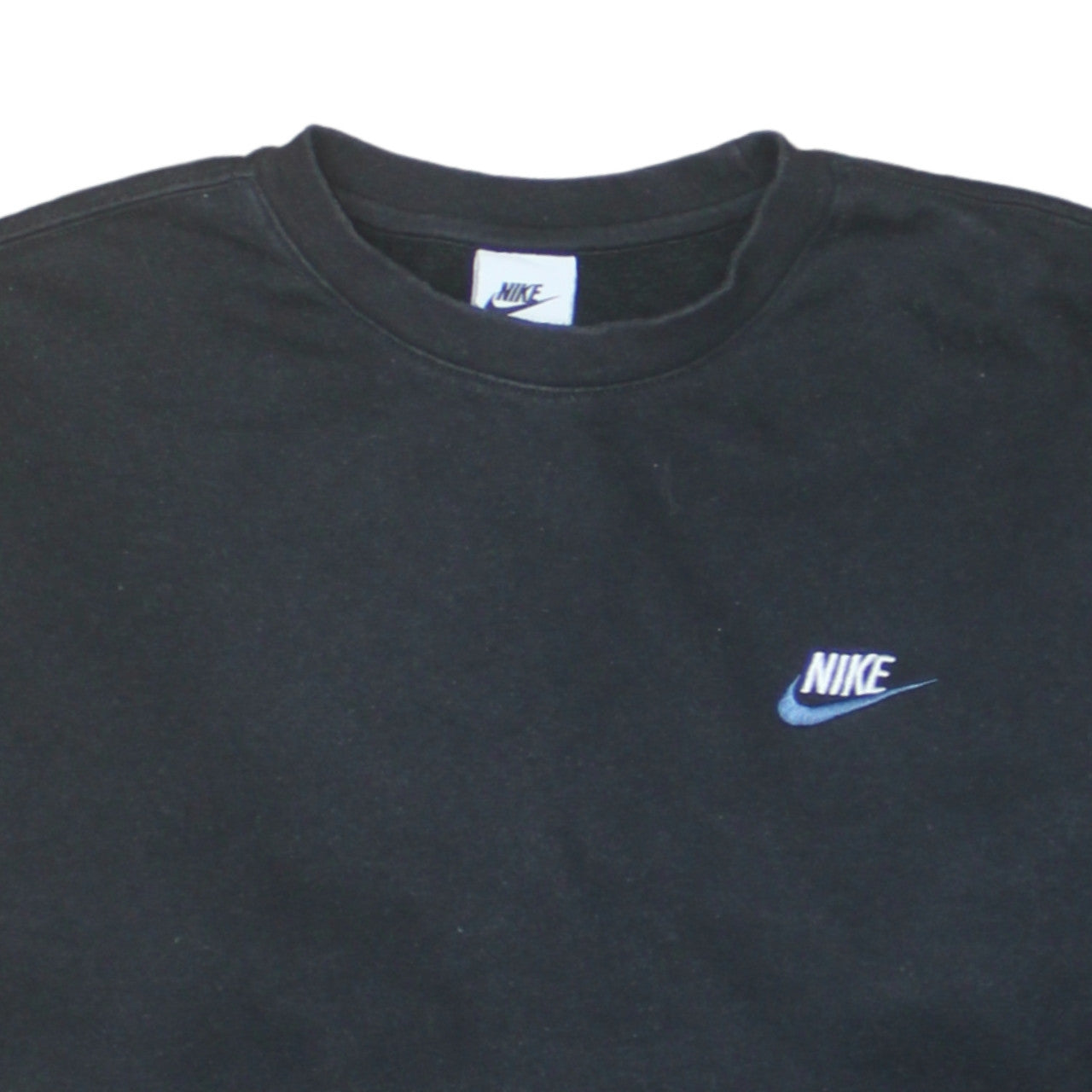 Nike Men's Black Small Crew Neck Pullover Sweatshirt Logo Fleece