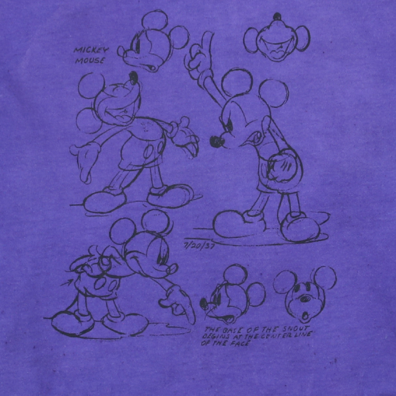 Disney Womens Purple Mickey Mouse Sketch Crew Neck Sweatshirt Size S