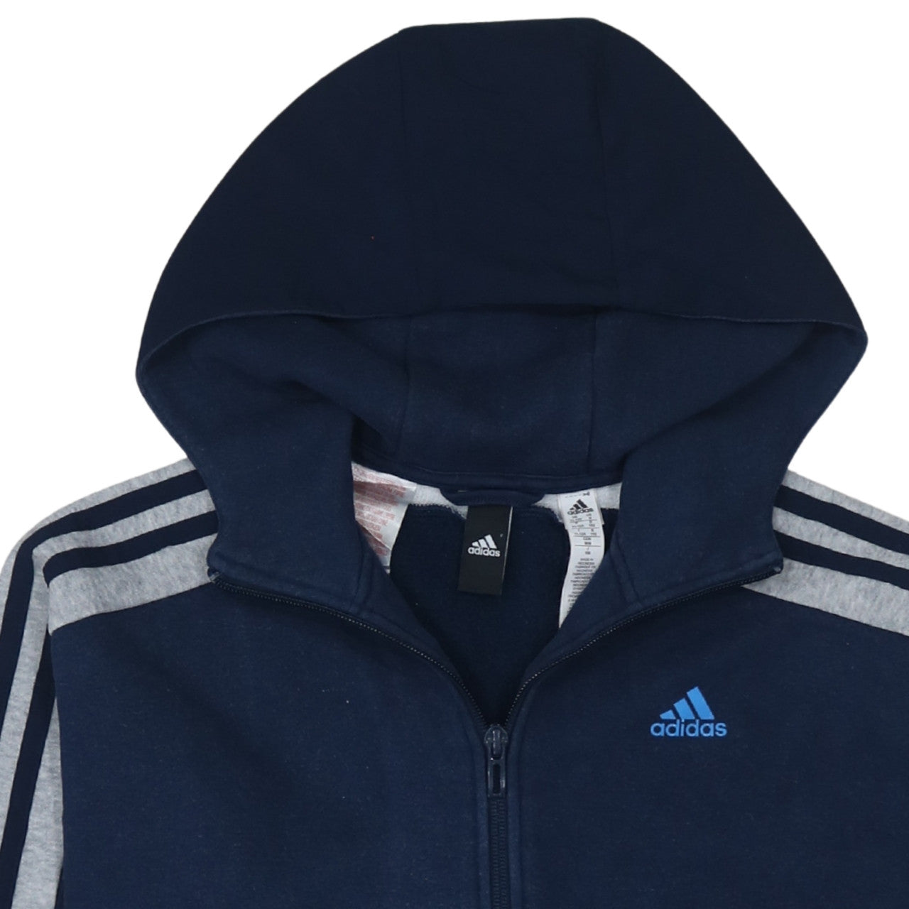 Adidas Boys Navy Blue Full Zip Hoodie Size 11-12 Years Cotton Blend