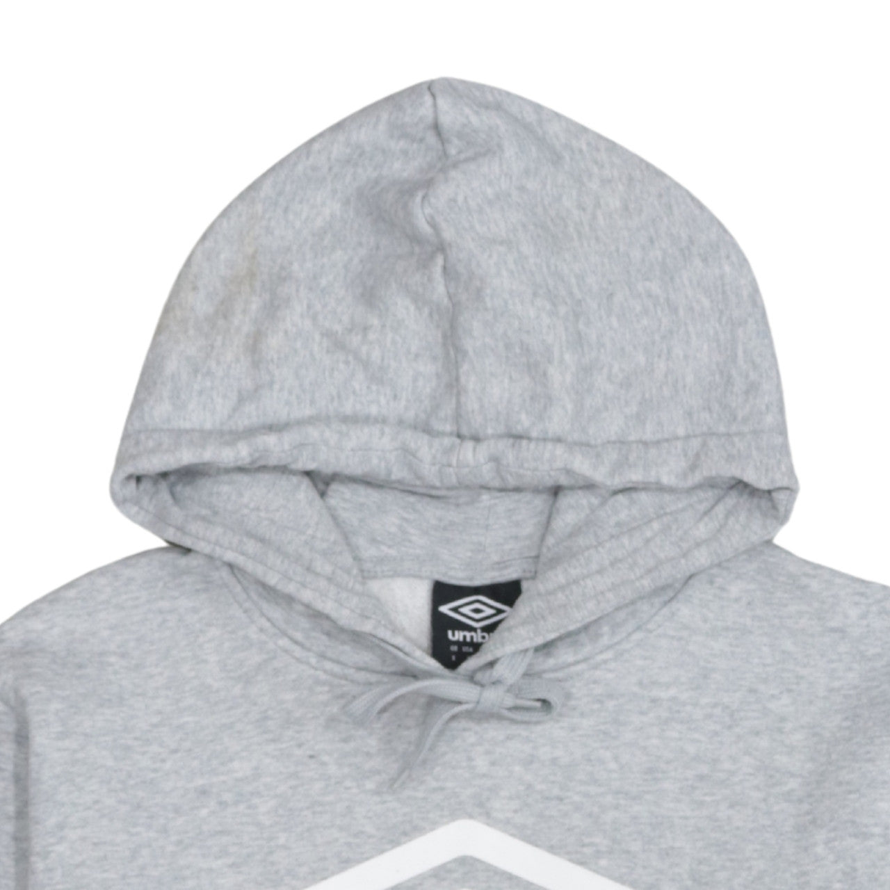Umbro Men Grey Pullover Hoodie S Fleece Logo Sportswear