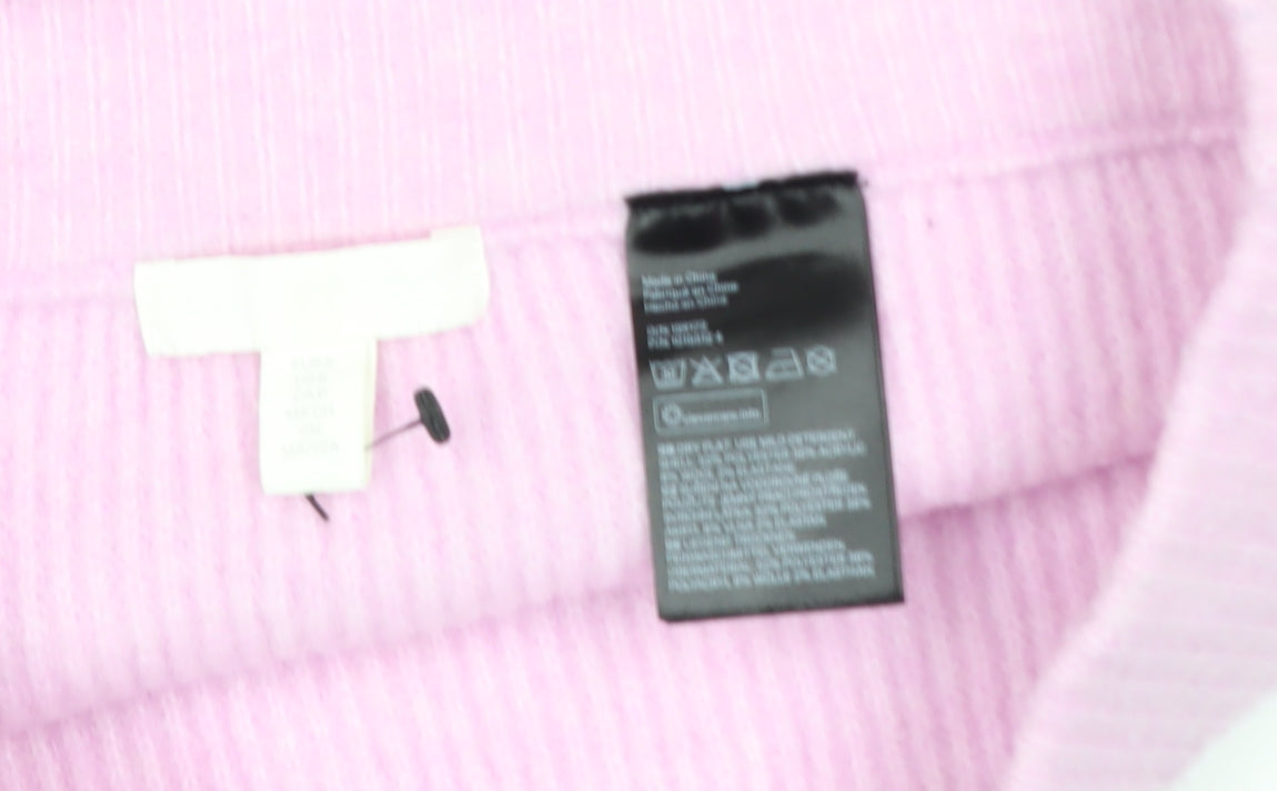 H&M Women Pink Ribbed Knit Midi Pencil Skirt Size S