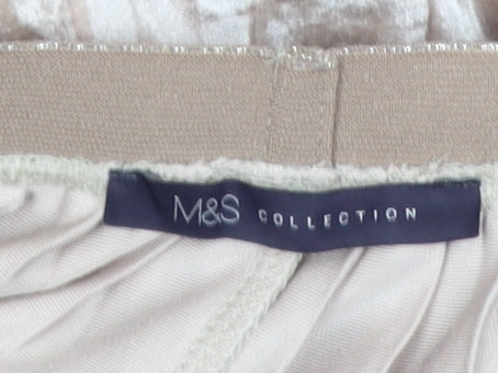 Marks and Spencer Women Beige Pleated Velvet Midi Skirt Size 12