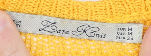 Zara Women Yellow Scoop Neck Lightweight Knit Jumper Size 12