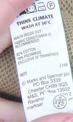 Marks and Spencer Men's Beige XL 1/2 Zip High Neck Cotton Jumper