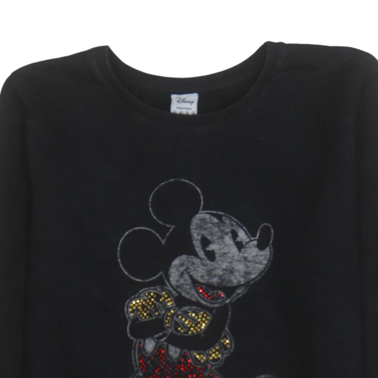Disney Women Black Sequin Minnie Mouse Pullover Sweatshirt Size 14