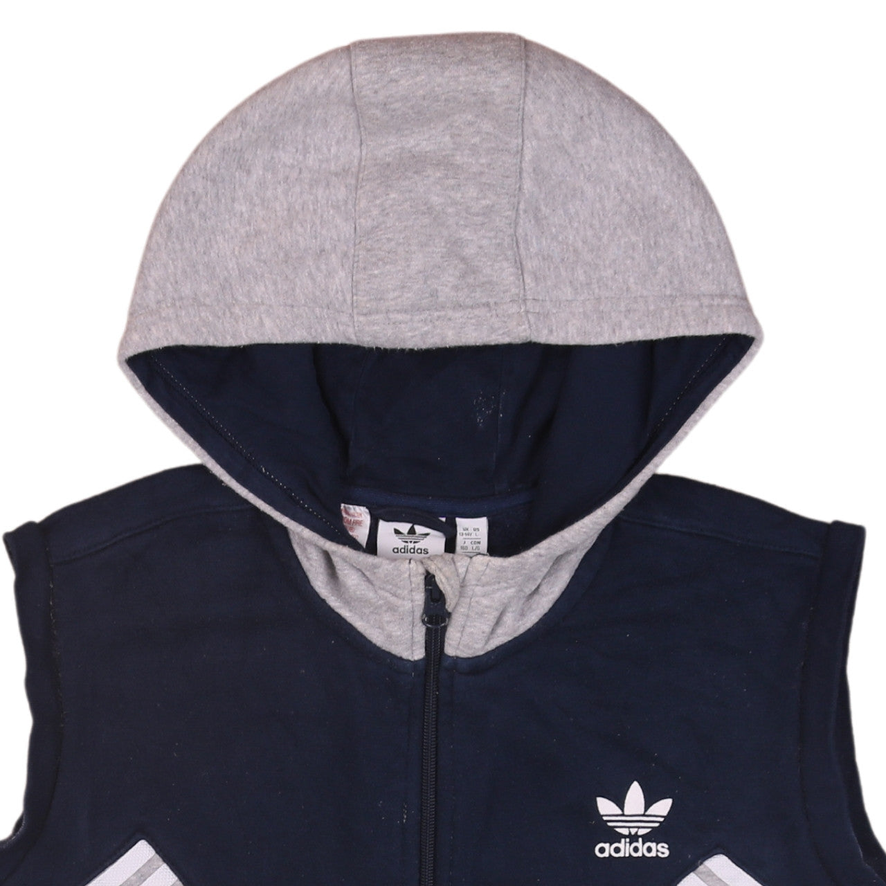 Adidas Boys Grey & Navy Full Zip Sleeveless Hoodie Age 13-14 Years