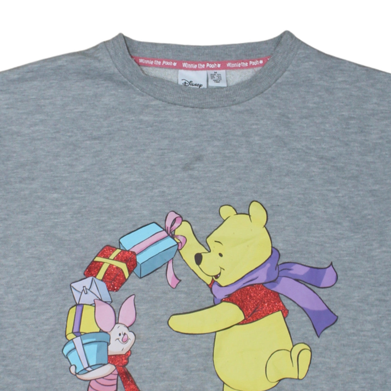 Disney Women Grey Winnie the Pooh Christmas Sweatshirt Size 12/14