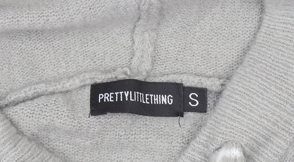 PrettyLittleThing Womens Grey Small Knit Pullover Hoodie