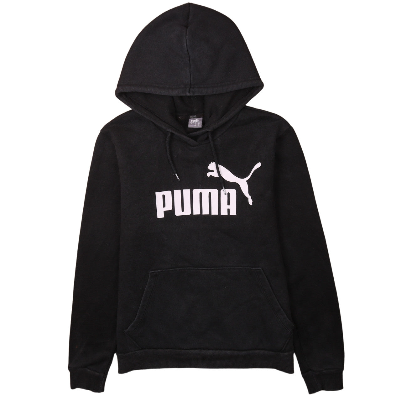 Puma Womens Black Pullover Hoodie Size 16 Logo Graphic Casual