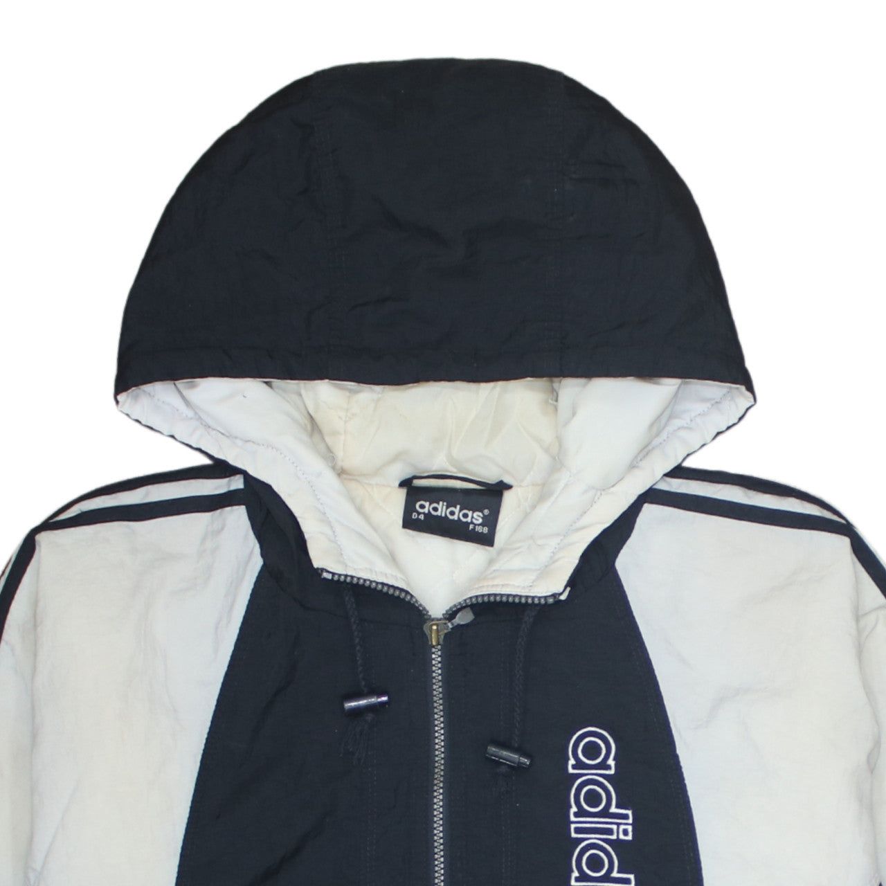 adidas Mens Black Hooded Retro 90s Puffer Jacket Size M