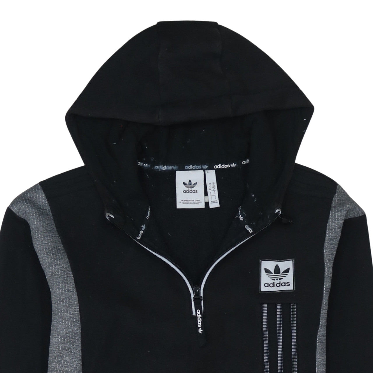Adidas Mens Black Small 1/2 Zip Hoodie Sweatshirt with Logo