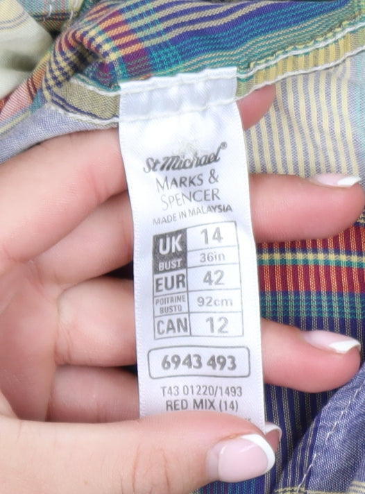 Marks and Spencer Men's Multicoloured Plaid Long Sleeve Regular Fit Cotton Shirt