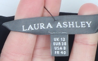 Laura Ashley Women’s Black Tunic Blouse Size 12 Bow Sleeve