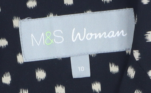 Marks and Spencer Women Black Polka Dot Blazer Size 10 Regular Fit