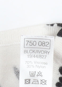 M&Co Women Ivory Black Floral Knit Blouse Size 14