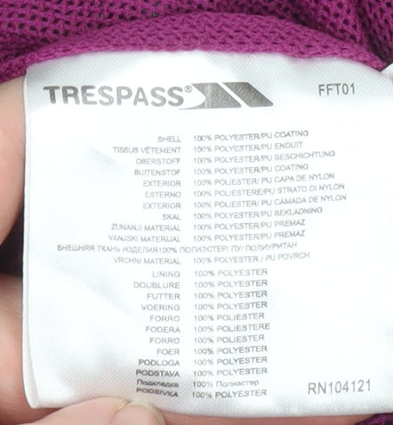 Trespass Womens Black Waterproof Hooded Rain Coat Jacket L