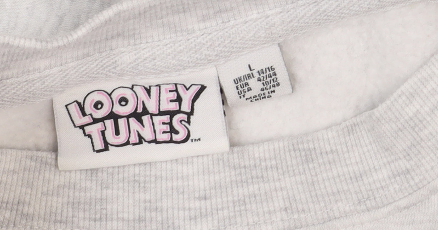 Looney Tunes Women's Grey Colourblock Tweety Sweatshirt Size L 14/16