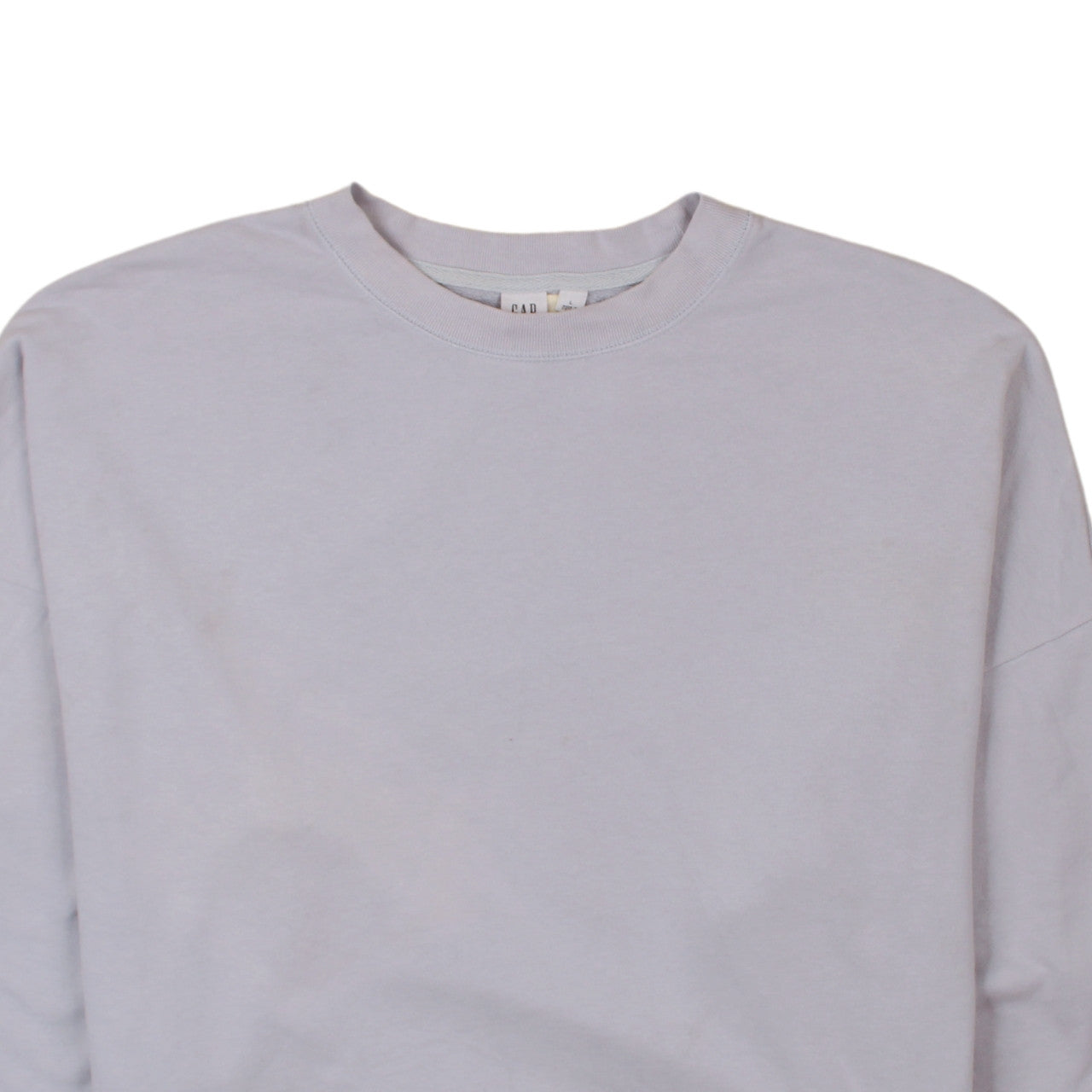 GAP Women Light Grey Cotton Crew Neck Pullover Sweatshirt L