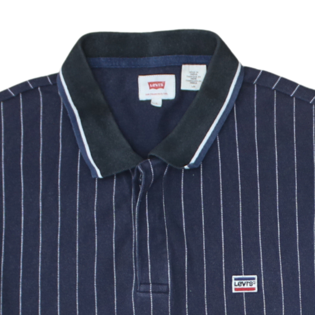 Levi's Men's Navy Striped Cotton Polo Shirt Size L Classic Fit