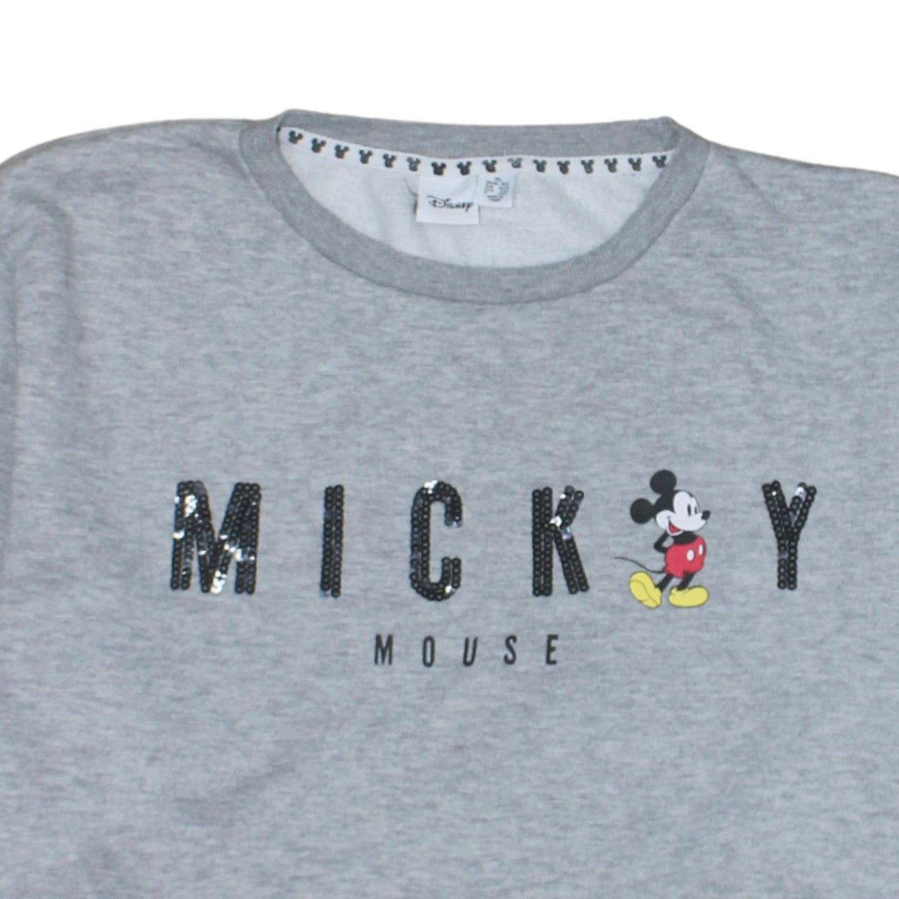 Disney Women Grey Mickey Mouse Sequin Sweatshirt XL Casual
