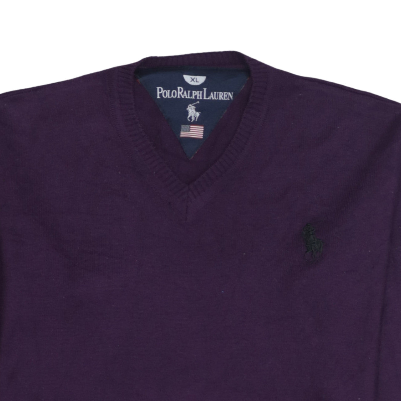 Polo Ralph Lauren Men’s Purple V-Neck Cotton Jumper XL