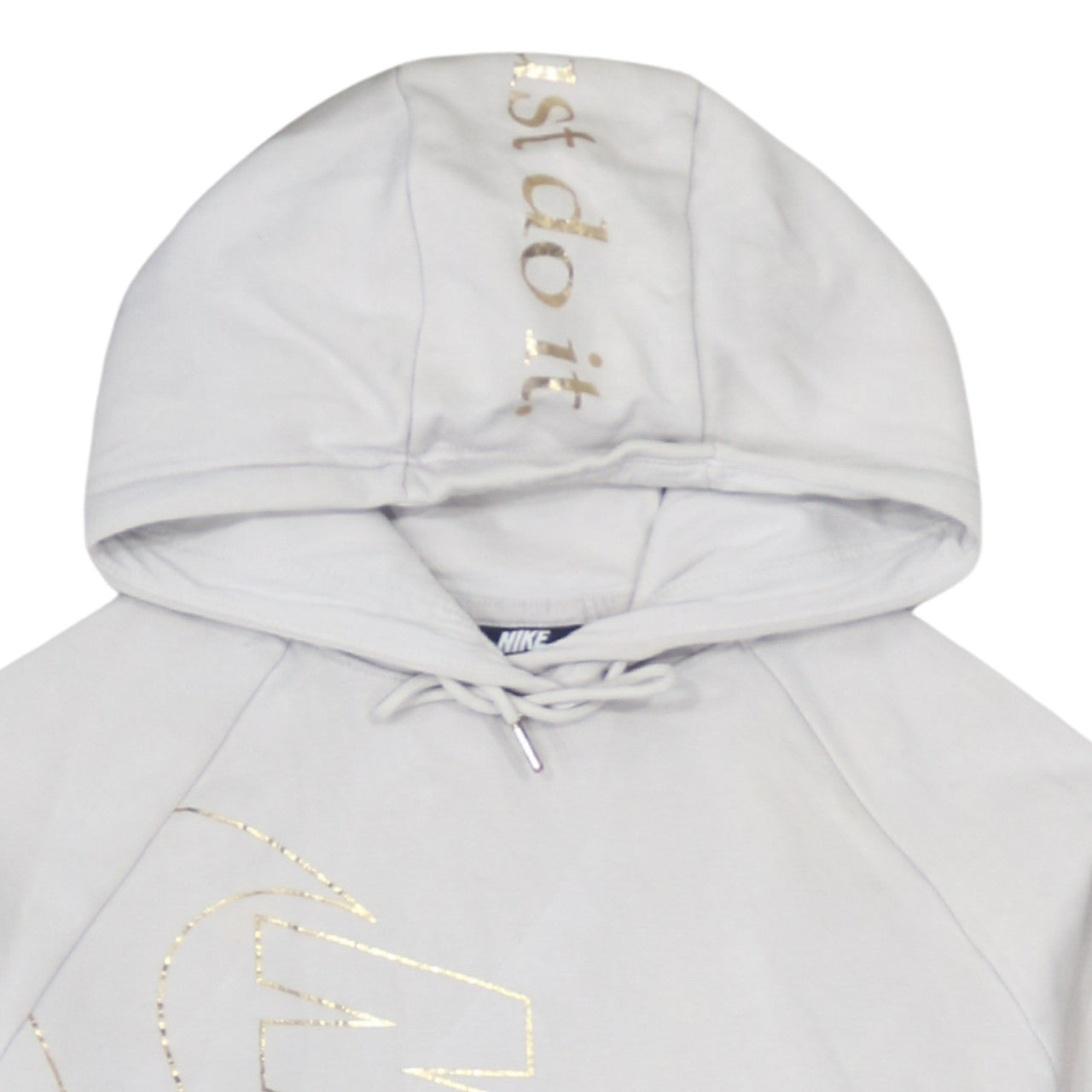 Nike Womens Beige XS Pullover Hoodie Gold Logo Just Do It