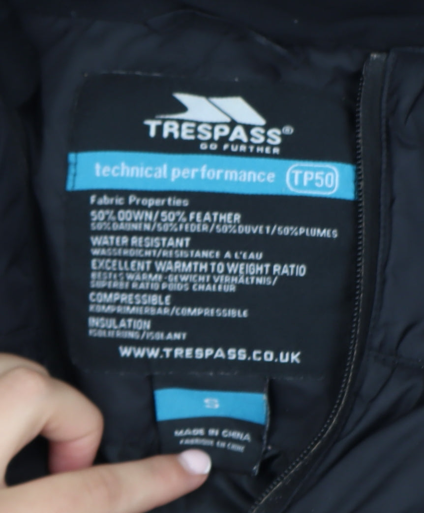 Trespass Men's Black Small Down Puffer Jacket Water Resistant Winter Coat