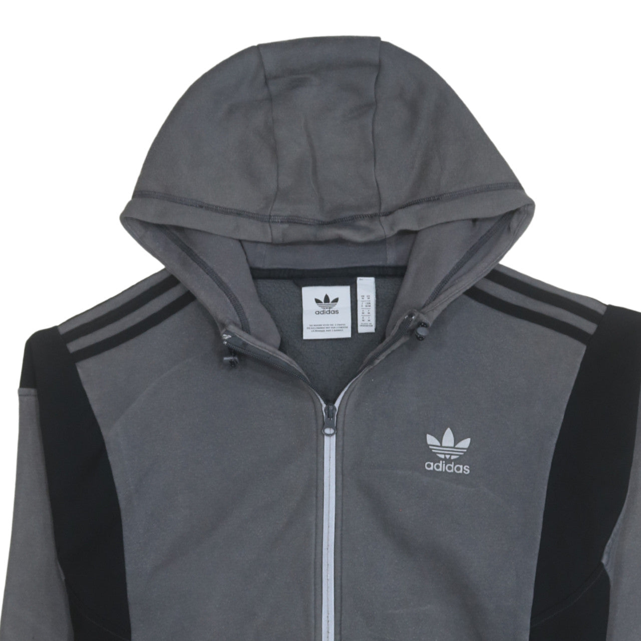 Adidas Men's Grey Full Zip Hoodie Size M Sports Fleece Sweatshirt