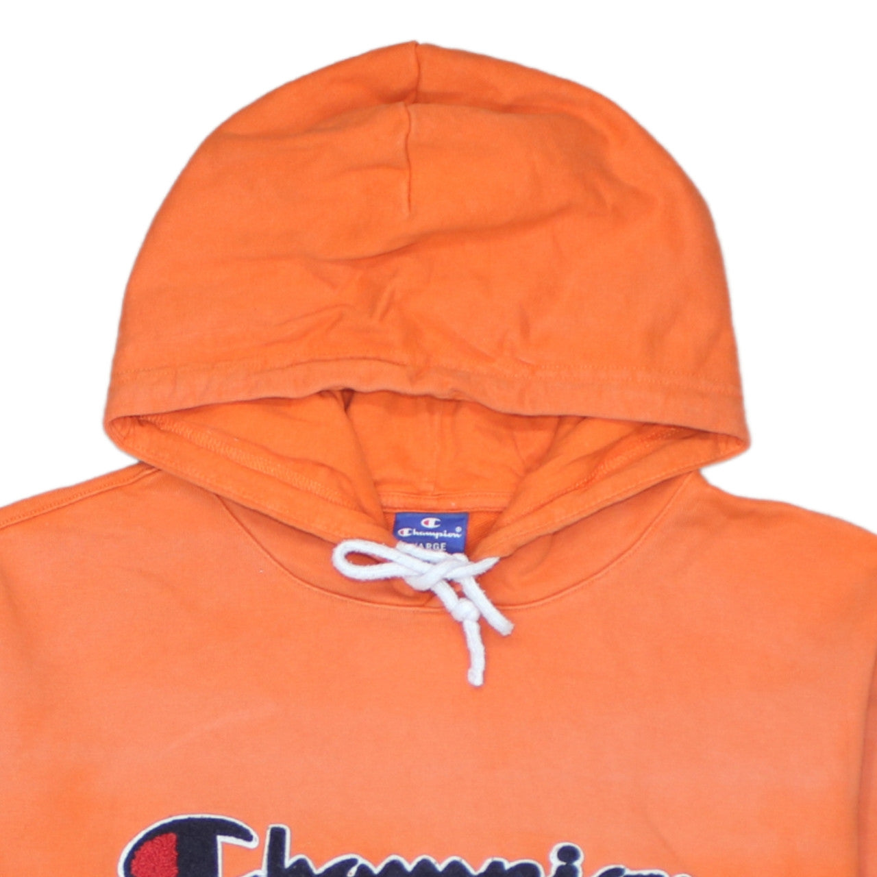 Champion Men's Orange Pullover Hoodie Large Graphic Logo Sportswear