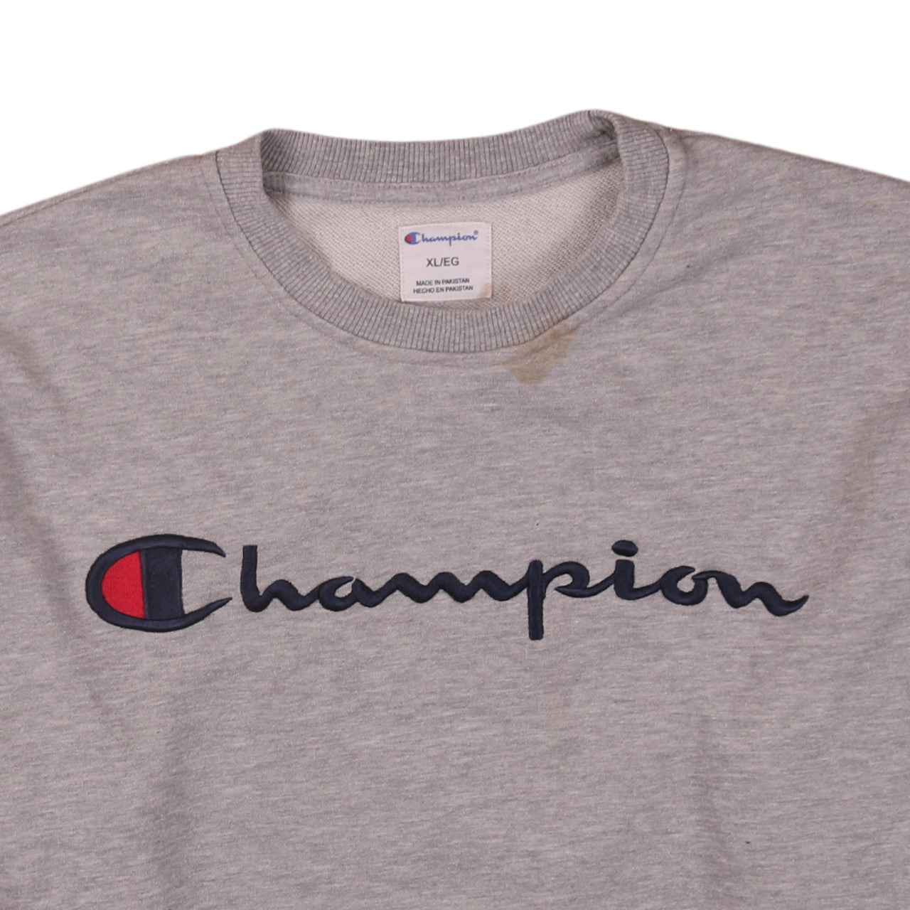 Champion Mens Grey XL Pullover Crew Neck Embroidered Sweatshirt