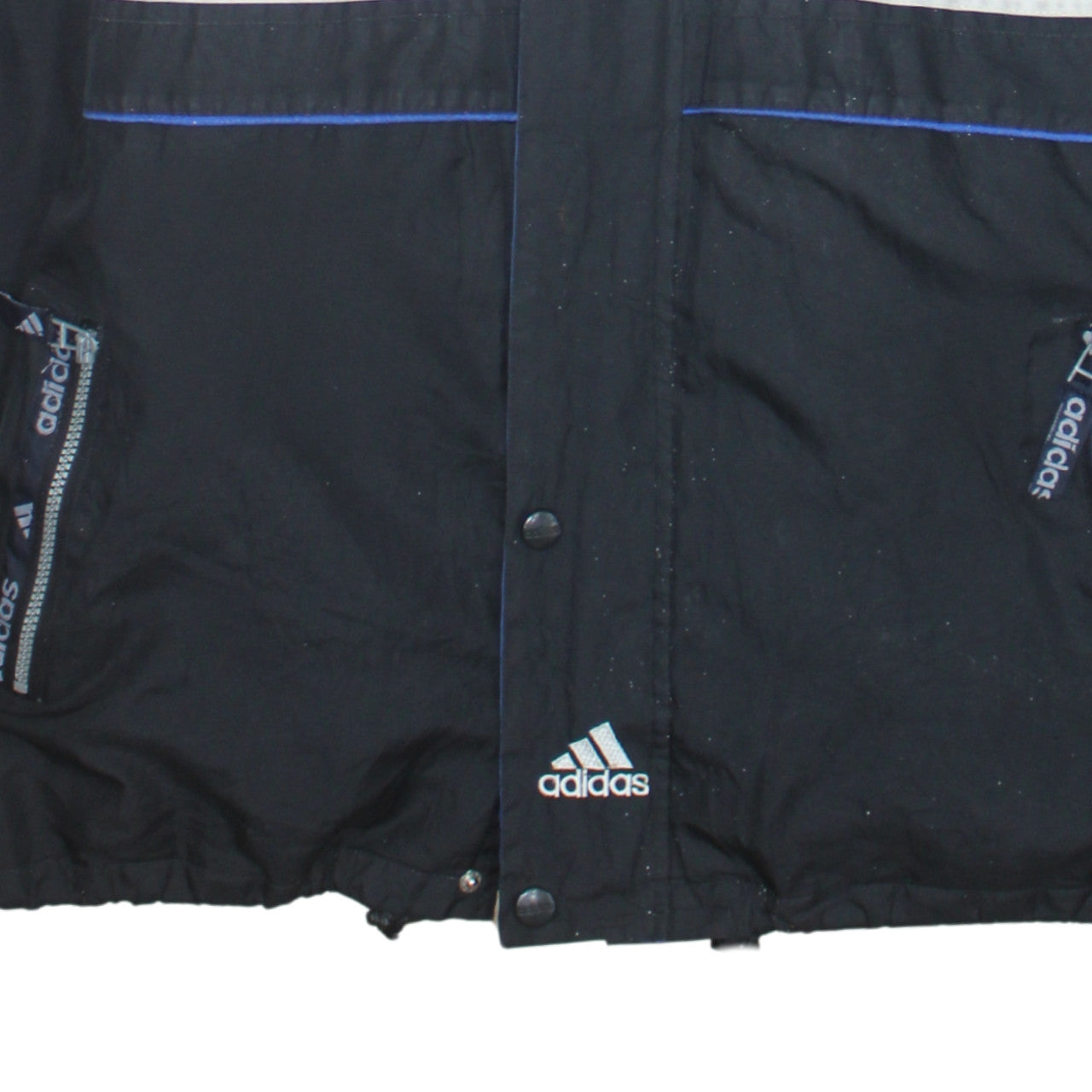 Adidas Men's Blue Black Retro Puffer Jacket Size M Winter Sportswear