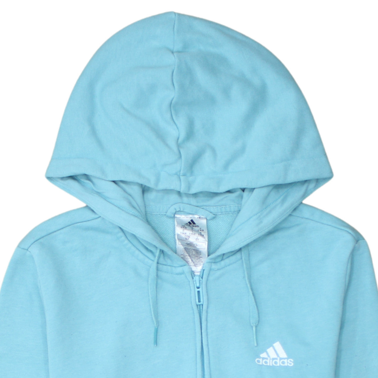 Adidas Women Blue Full Zip Hoodie Size S 8-10 Hooded Sweatshirt