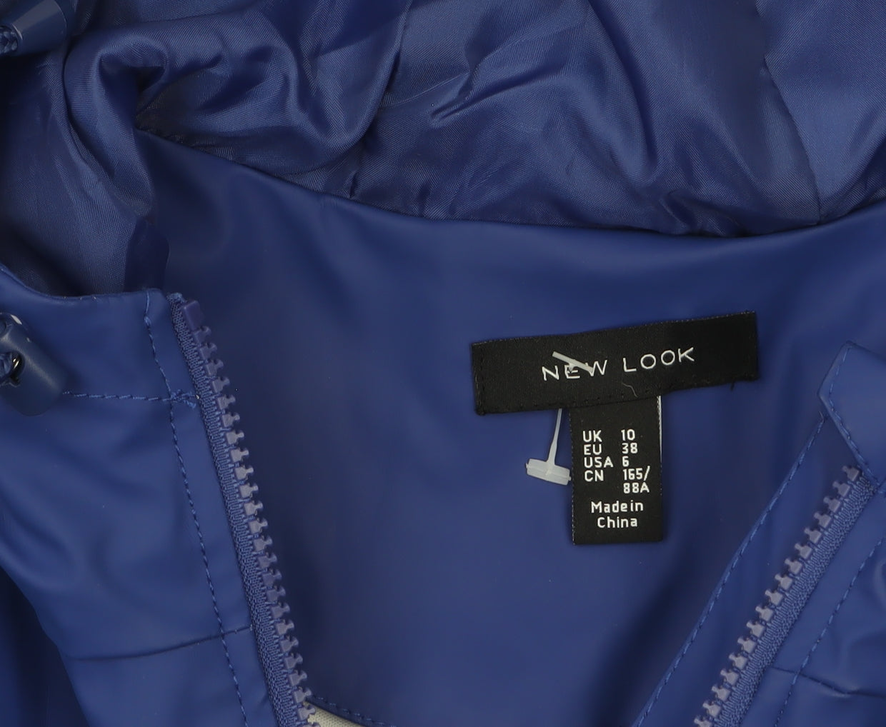 New Look Women Blue Waterproof Hooded Rain Coat Jacket Size 10
