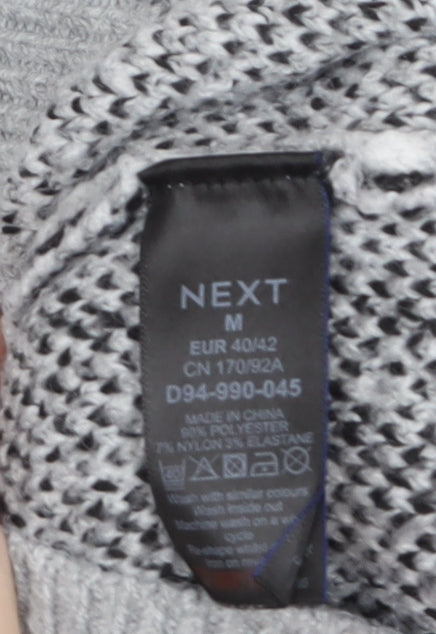 Next Women Grey Fair Isle Mock Neck Chunky Knit Jumper Size 14