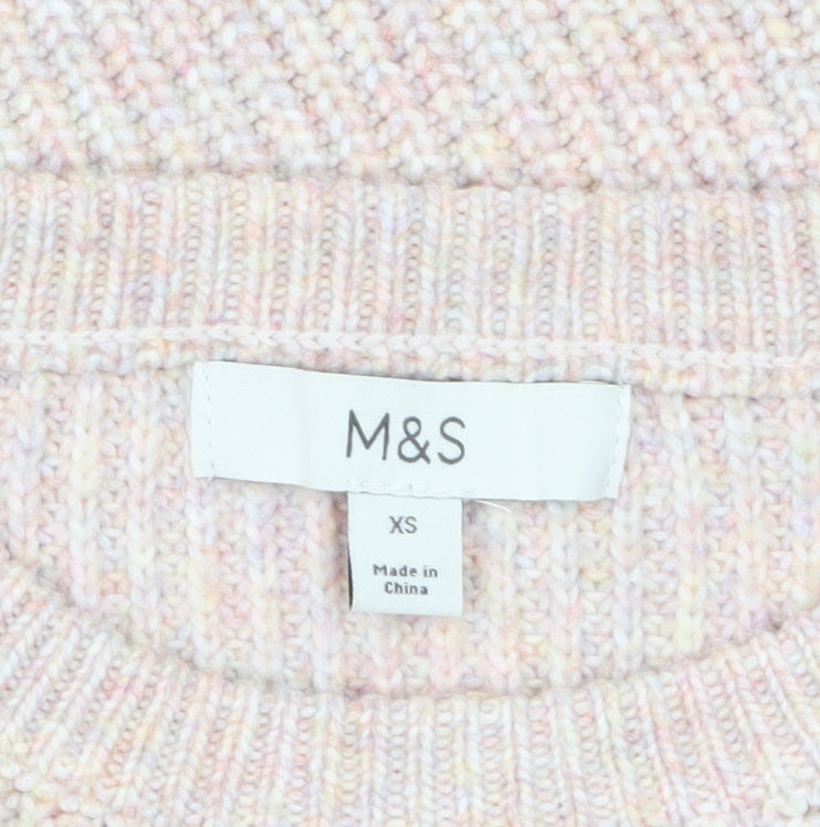Marks and Spencer Women's Beige Chunky-Knit Pullover Jumper XS