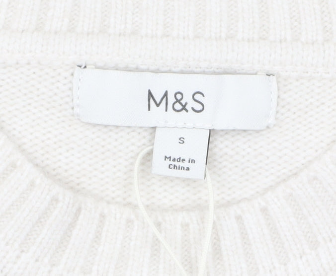 Marks and Spencer Womens Ivory Star Knit Pullover Jumper Size S