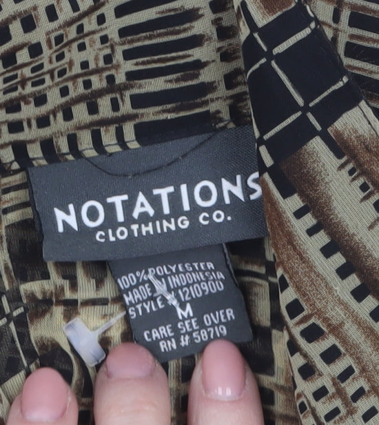 Notations Women's Beige Geometric Blouse M Lightweight Button-Up