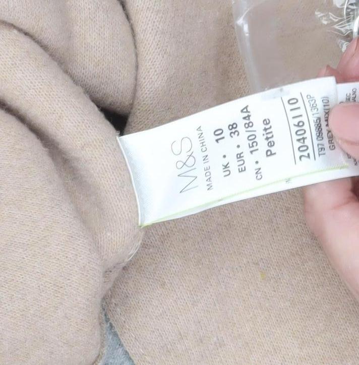 Marks and Spencer Women's Grey Cardigan Size 10 Petite Wool Blend