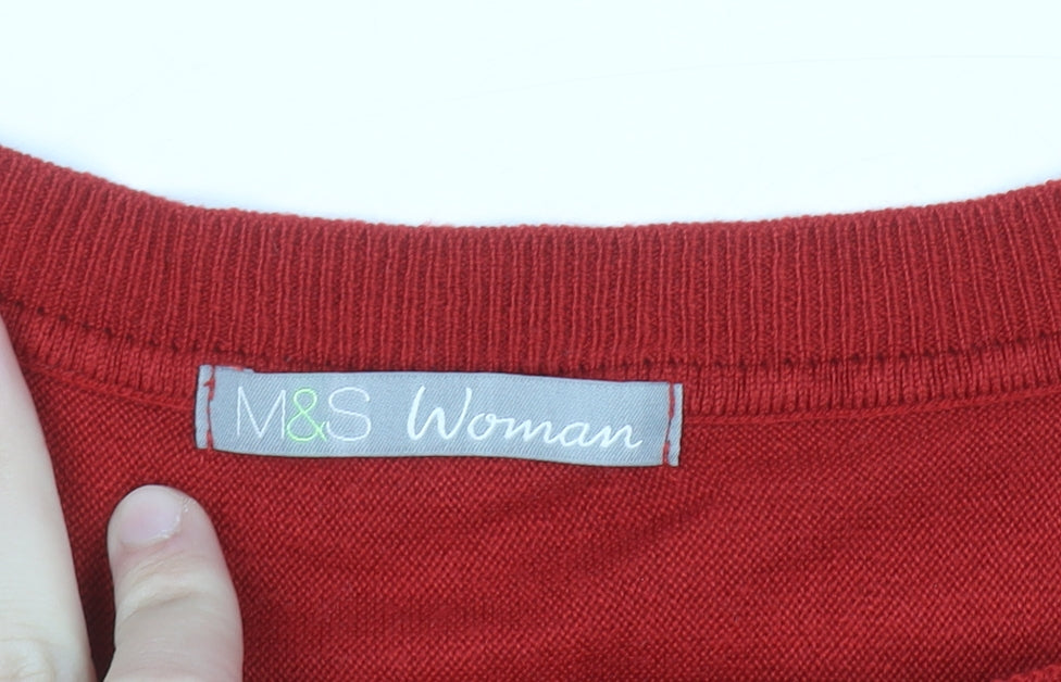 Marks and Spencer Women Red Size 20 Acrylic Crew Neck Jumper