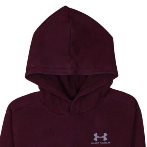 Under Armour Boys Burgundy Pullover Hoodie YXL Loose Fit ColdGear