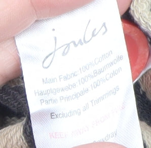 Joules Womens Beige Black Striped Henley Sweatshirt Size 12 Cotton