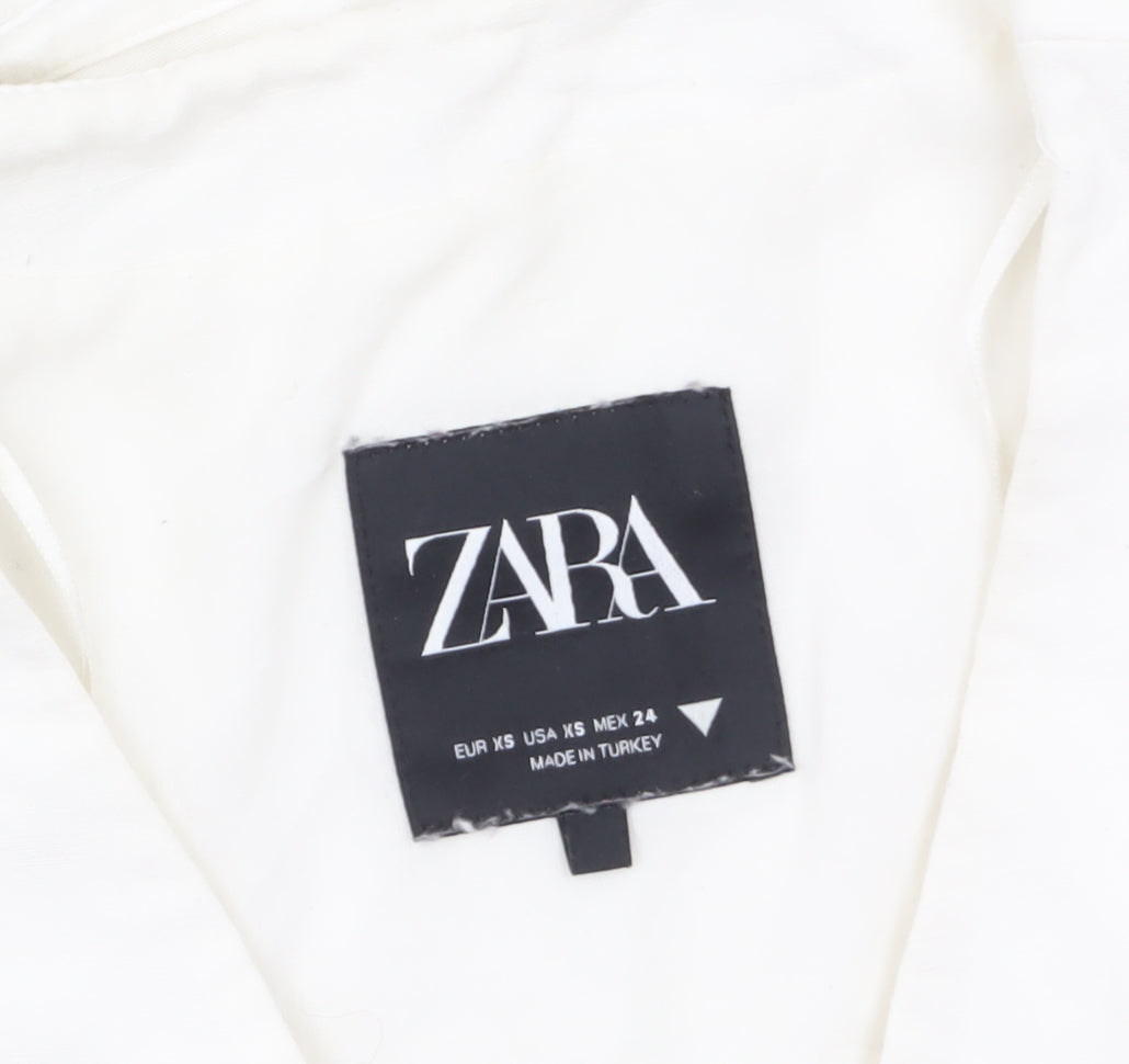 Zara Women’s Ivory Linen Blend Tuxedo Waistcoat XS