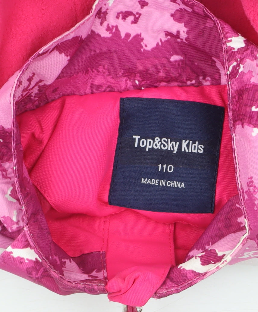 Top&Sky Kids Girls Pink Camouflage Hooded Waterproof Rain Jacket 4-5 Years