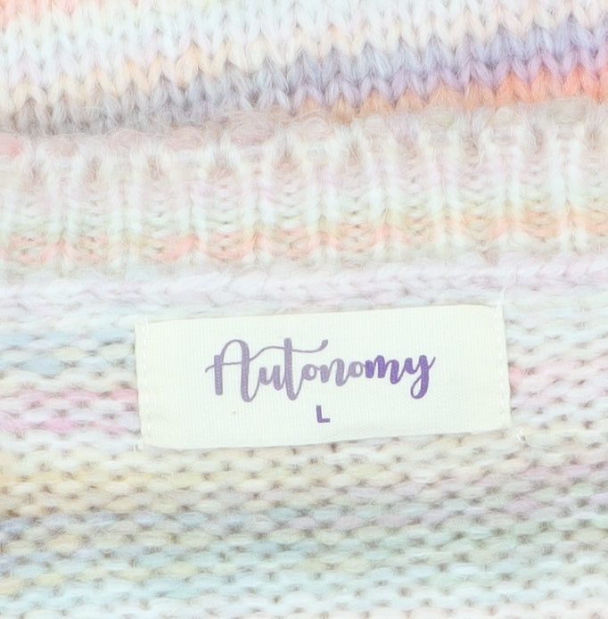Autonomy Womens Multicoloured L Striped Knit Pullover Jumper