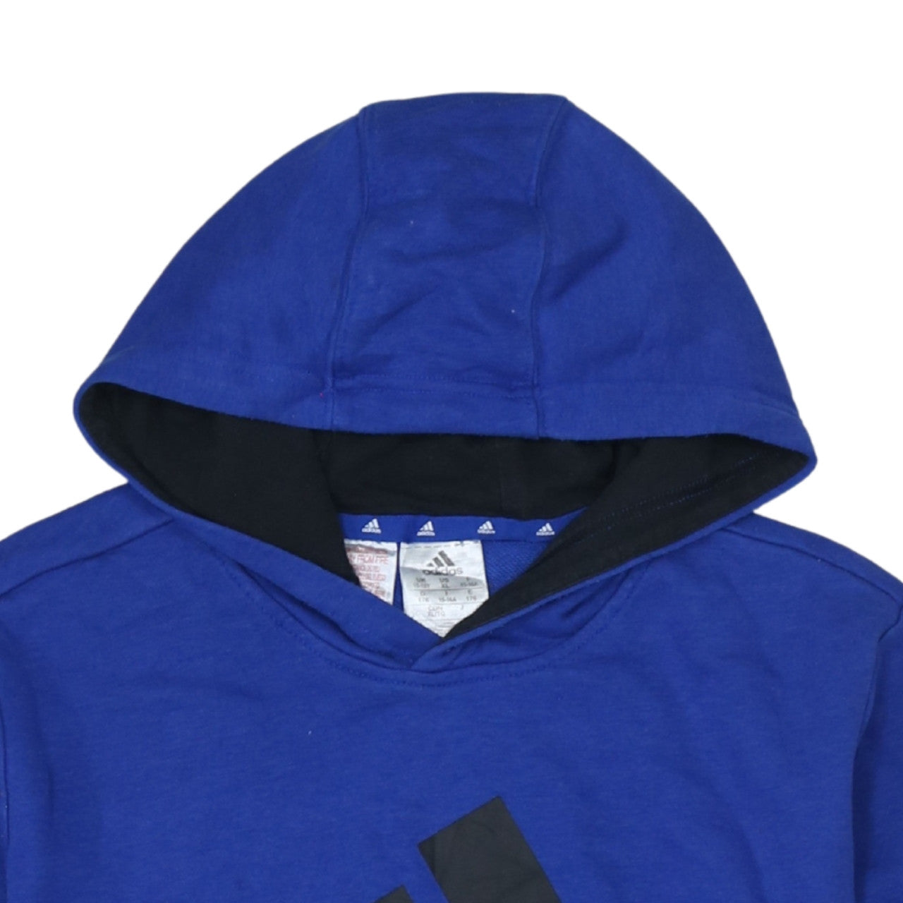 Adidas Boys Blue Pullover Hoodie XL 15-16 Years Cotton Blend Logo Print