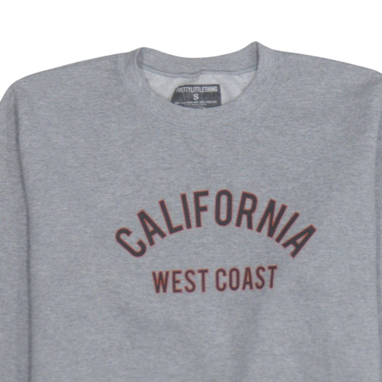 PrettyLittleThing Womens Grey Small California West Coast Sweatshirt